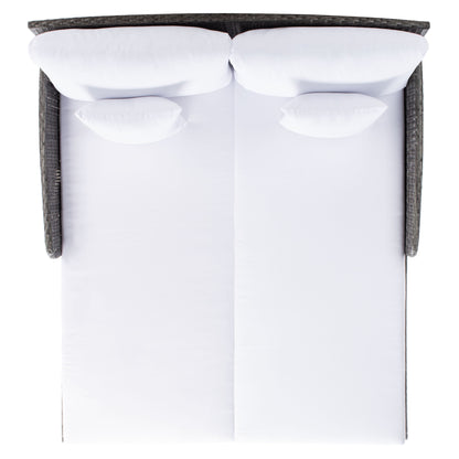 Lit de jour d'extérieur SAFAVIEH Taniyah en osier avec oreiller et coussins - 53 cm (L) x 28 cm (P) x 62 cm (H)