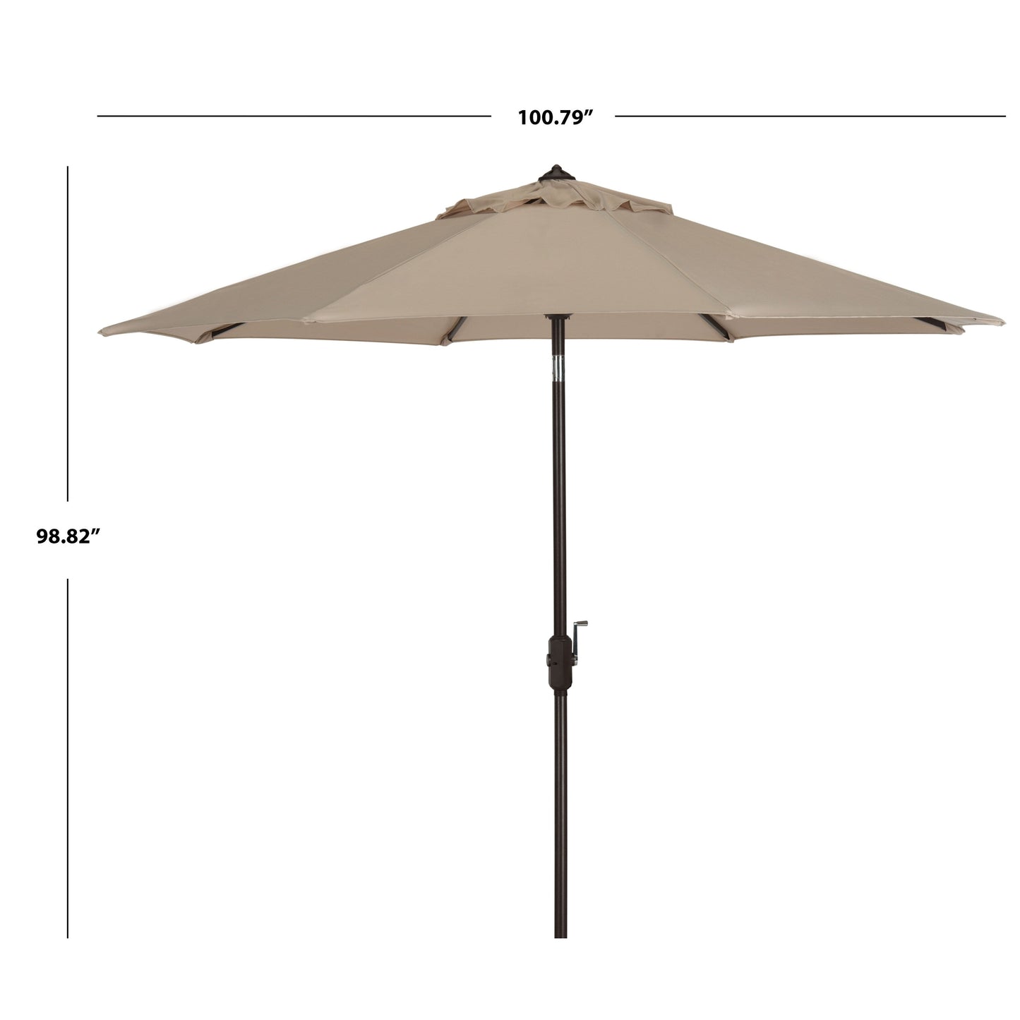 Parasol de terrasse SAFAVIEH Rieta en aluminium, inclinable et à manivelle, 2,74 m (9 pi), base non incluse
