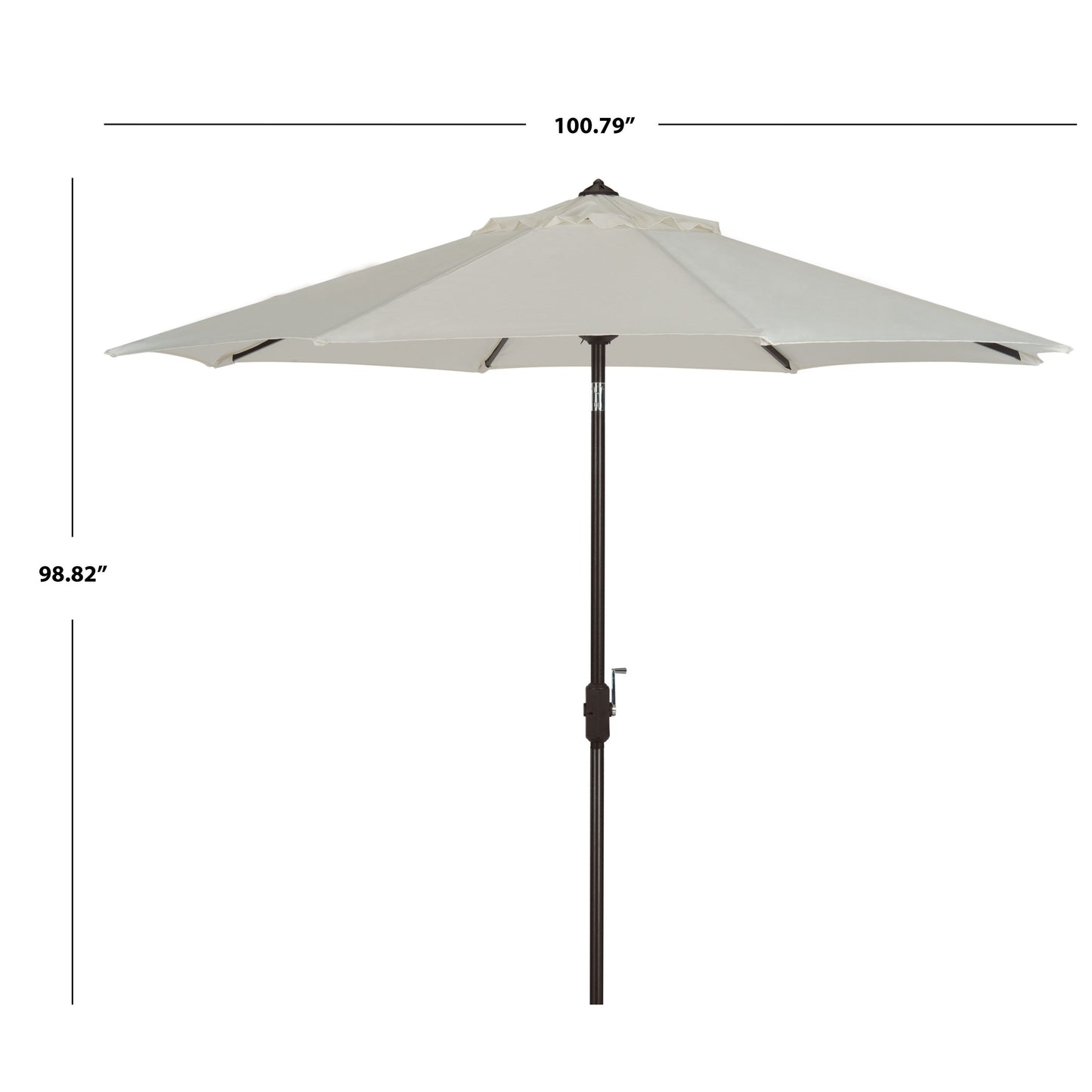 Parasol de terrasse SAFAVIEH Rieta en aluminium, inclinable et à manivelle, 2,74 m (9 pi), base non incluse