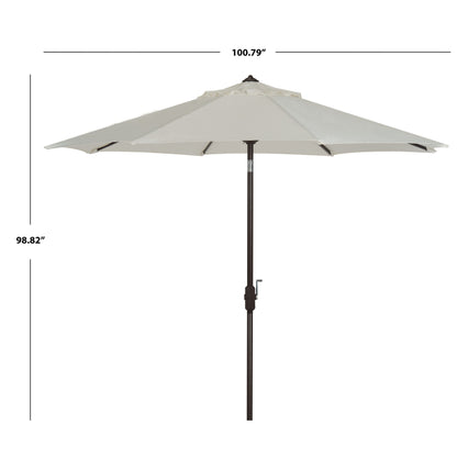 Parasol de terrasse SAFAVIEH Rieta en aluminium, inclinable et à manivelle, 2,74 m (9 pi), base non incluse