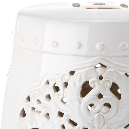 Tabouret de jardin décoratif en céramique blanche antique SAFAVIEH Sharareh