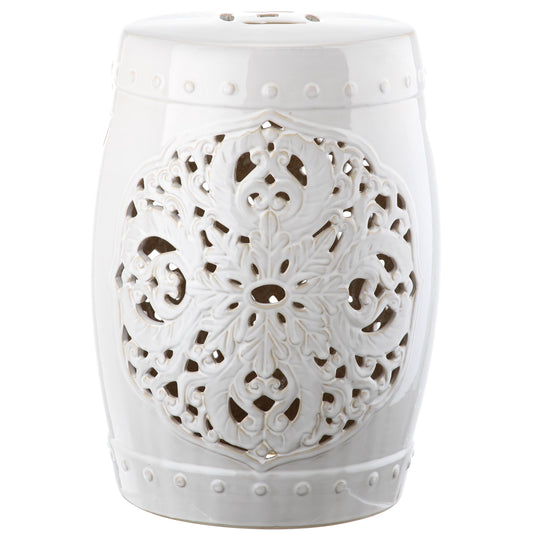 Tabouret de jardin décoratif en céramique blanche antique SAFAVIEH Sharareh
