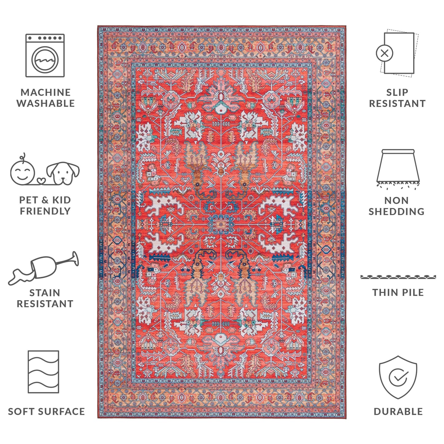 Tapis SAFAVIEH Tucson Annaig Transitionnel Lavable en Machine