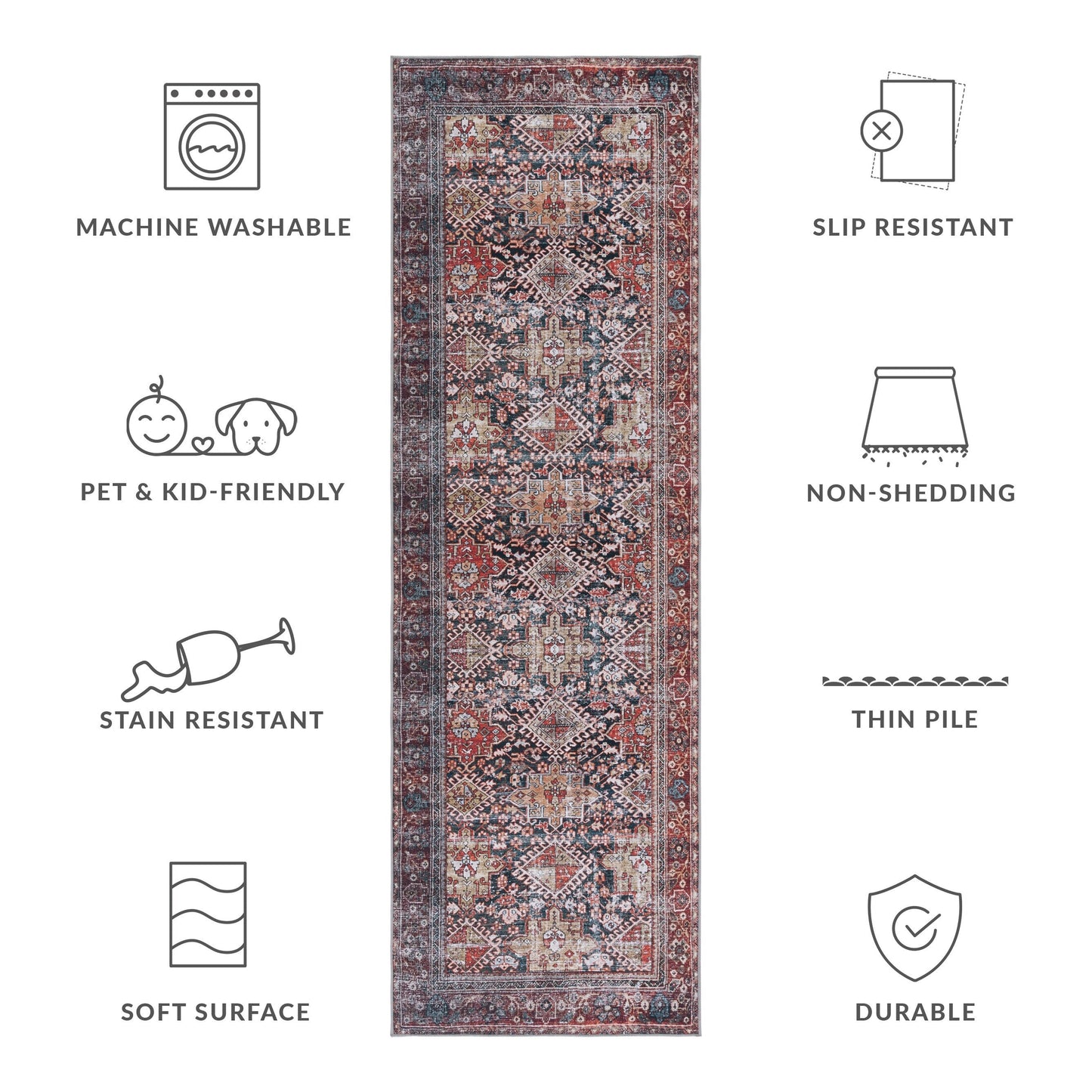 Tapis traditionnel Eldora lavable en machine et antidérapant SAFAVIEH Tucson