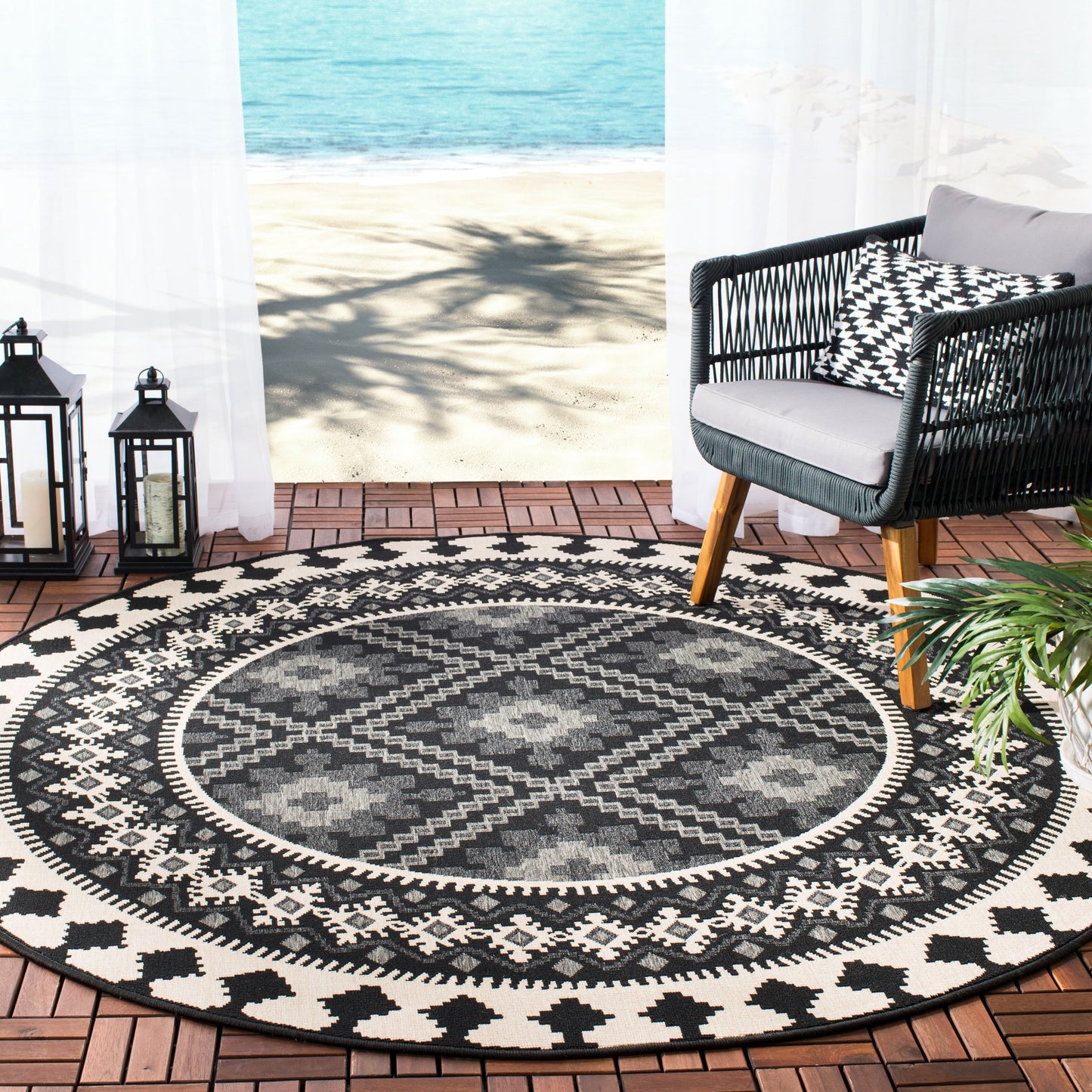 Tapis d'intérieur/extérieur imperméable SAFAVIEH Veranda Rita pour terrasse ou jardin