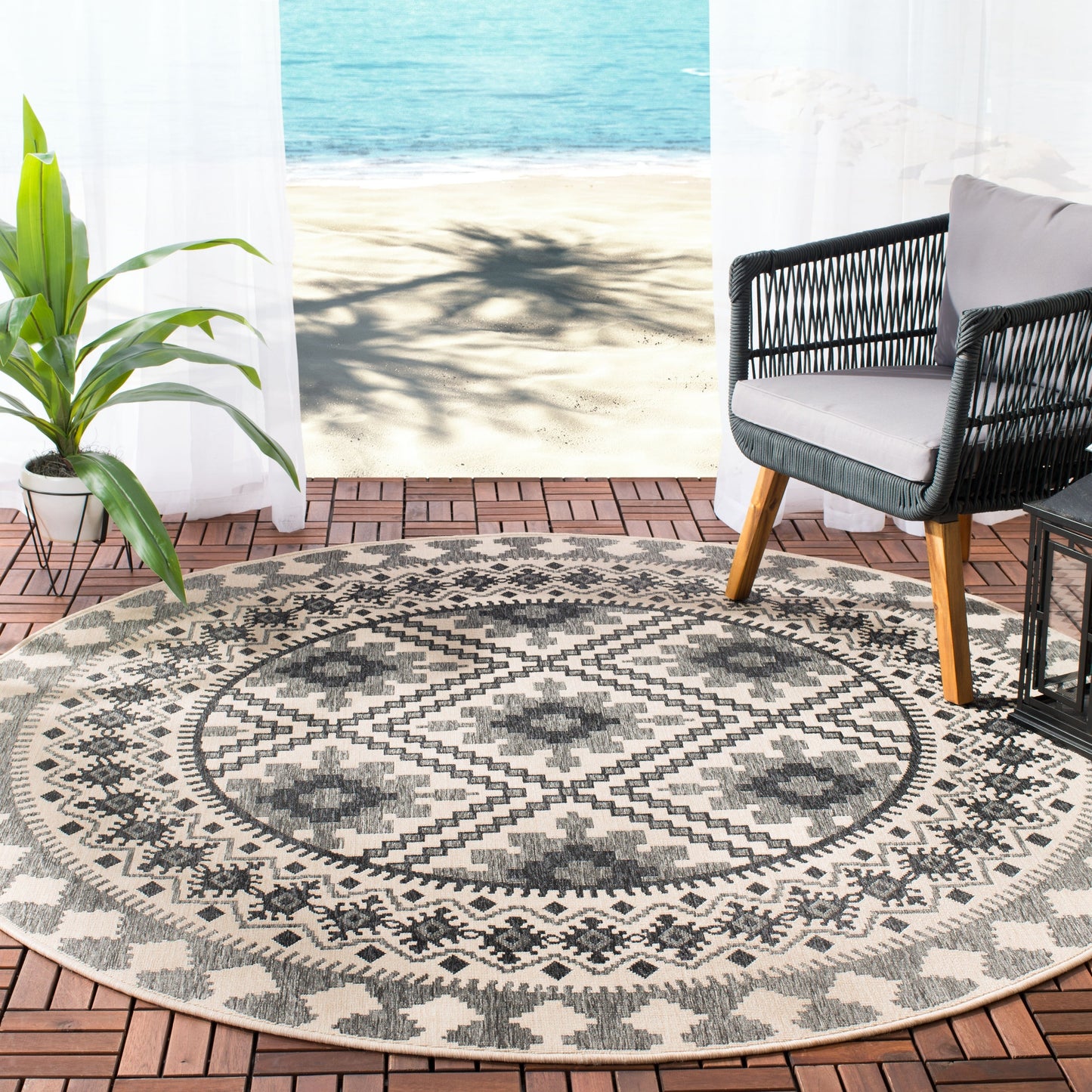 Tapis d'intérieur/extérieur imperméable SAFAVIEH Veranda Rita pour terrasse ou jardin