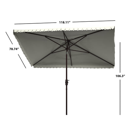 Parasol rectangulaire d'extérieur SAFAVIEH Zariah 6'x10' avec lambrequin