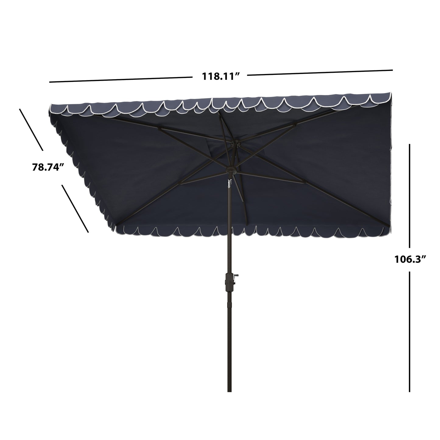 Parasol rectangulaire d'extérieur SAFAVIEH Zariah 6'x10' avec lambrequin