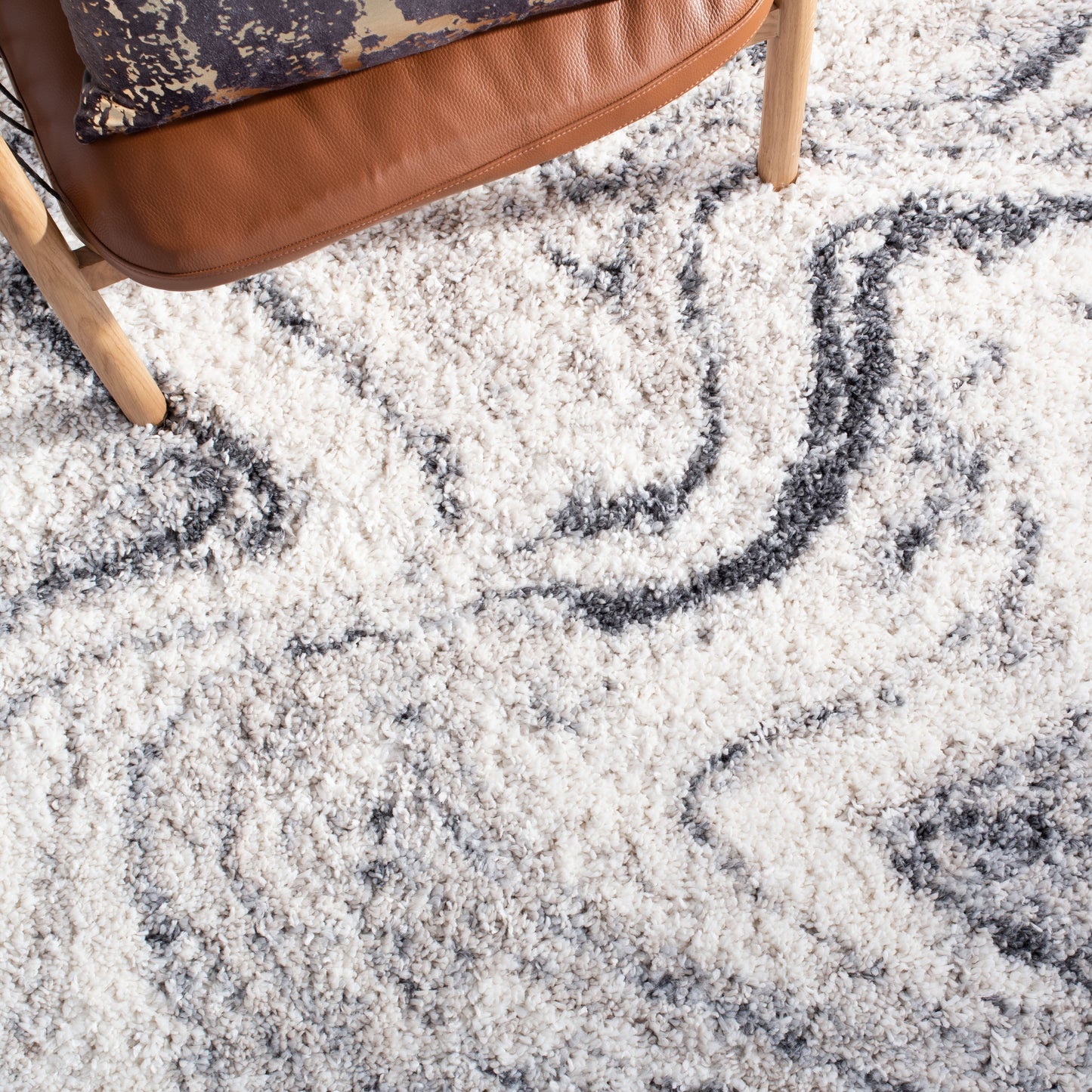 SAFAVIEH, Fontana Shag Zviya Tapis moderne abstrait de 5,1 cm d'épaisseur