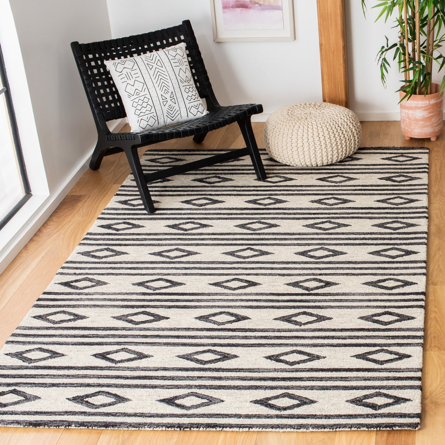 SAFAVIEH, Tapis en laine moderne à motif floral Blossom Vesela, fait main