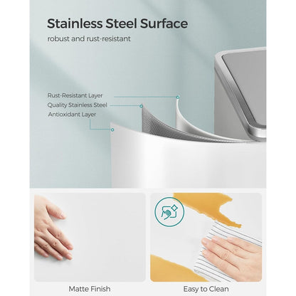 Poubelle double SONGMICS, 2 poubelles de 8 gallons, acier inoxydable