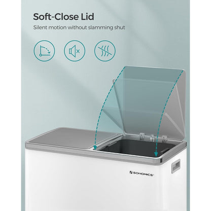 Poubelle double SONGMICS, 2 poubelles de 8 gallons, acier inoxydable