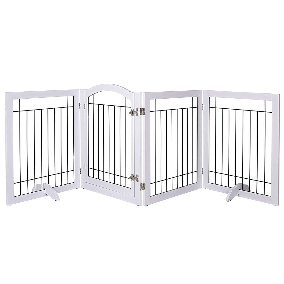 Barrière pour chien SPIRICH extra large de 244 cm et haute de 76 cm avec porte de passage, barrière autoportante en fil de fer, clôture de sécurité pour chiots