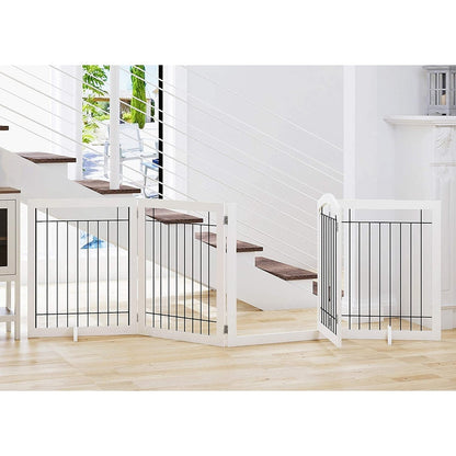 Barrière pour chien SPIRICH extra large de 244 cm et haute de 76 cm avec porte de passage, barrière autoportante en fil de fer, clôture de sécurité pour chiots