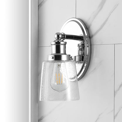 Applique murale LED Sandrine à 3 lumières en fer et verre bullé, style cottage classique, par JONATHAN Y