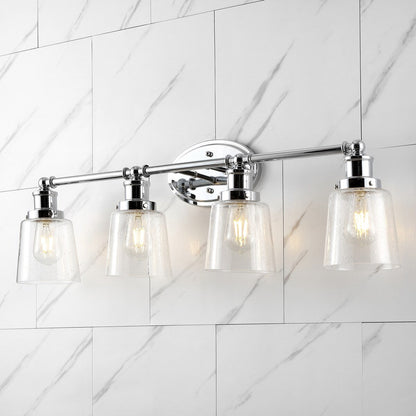 Applique murale LED Sandrine à 3 lumières en fer et verre bullé, style cottage classique, par JONATHAN Y