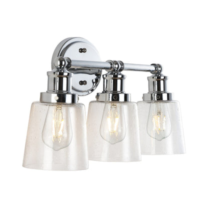 Applique murale LED Sandrine à 3 lumières en fer et verre bullé, style cottage classique, par JONATHAN Y