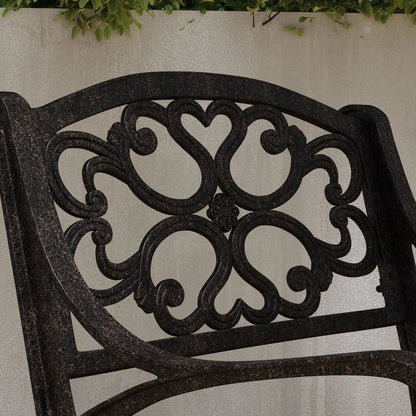 Ensemble de salle à manger d'extérieur en aluminium bronze Sanibel 7 pièces avec table à manger ovale de 72 pouces et six fauteuils par Homestyles