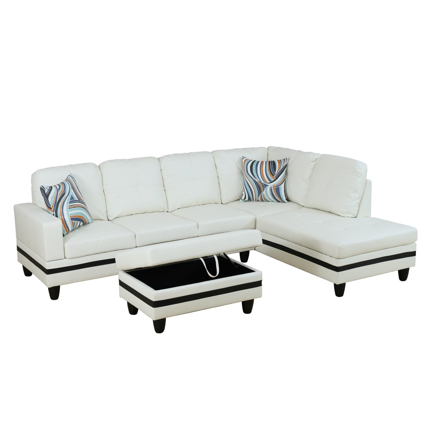 Ensemble de canapés de salon 3 pièces en cuir synthétique semi-PU