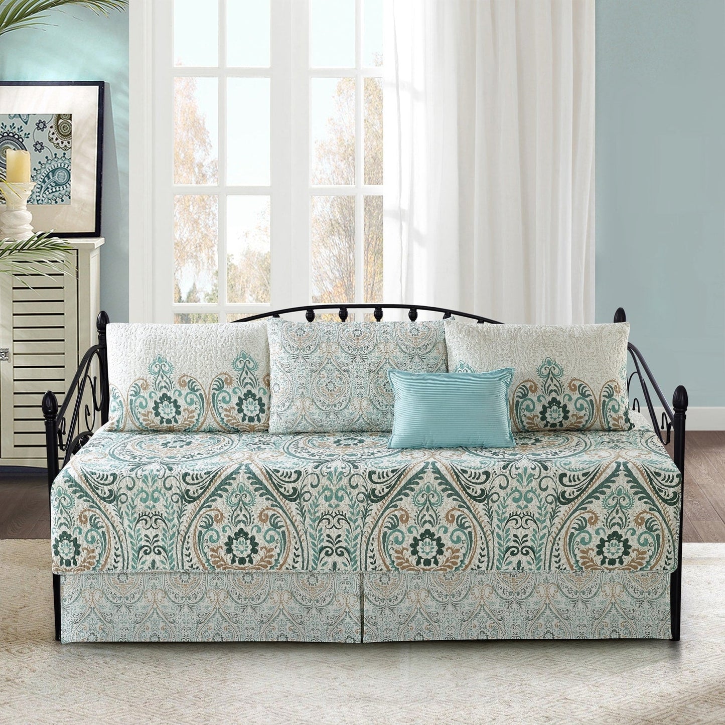 Ensemble de couvre-lit Serenta 6 pièces en mélange de coton pour lit de jour - 75 x 39