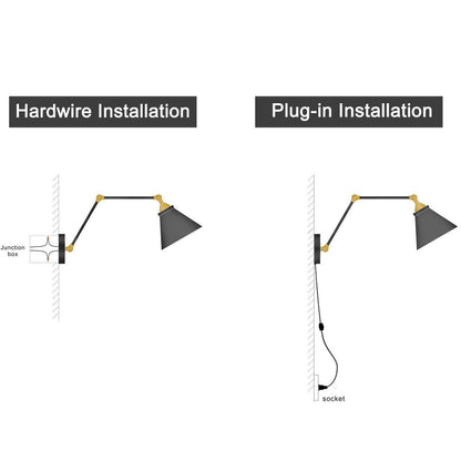 Ensemble de 2 appliques murales modernes à bras articulé réglable Malryn, à brancher ou à câblér