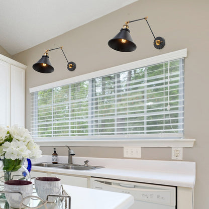 Ensemble de 2 appliques murales modernes à bras articulé réglable Malryn, à brancher ou à câblér