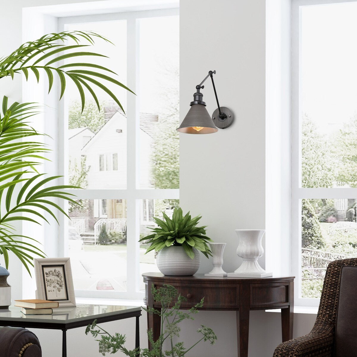 Ensemble de 2 appliques murales modernes à bras articulé réglable Malryn, à brancher ou à câblér