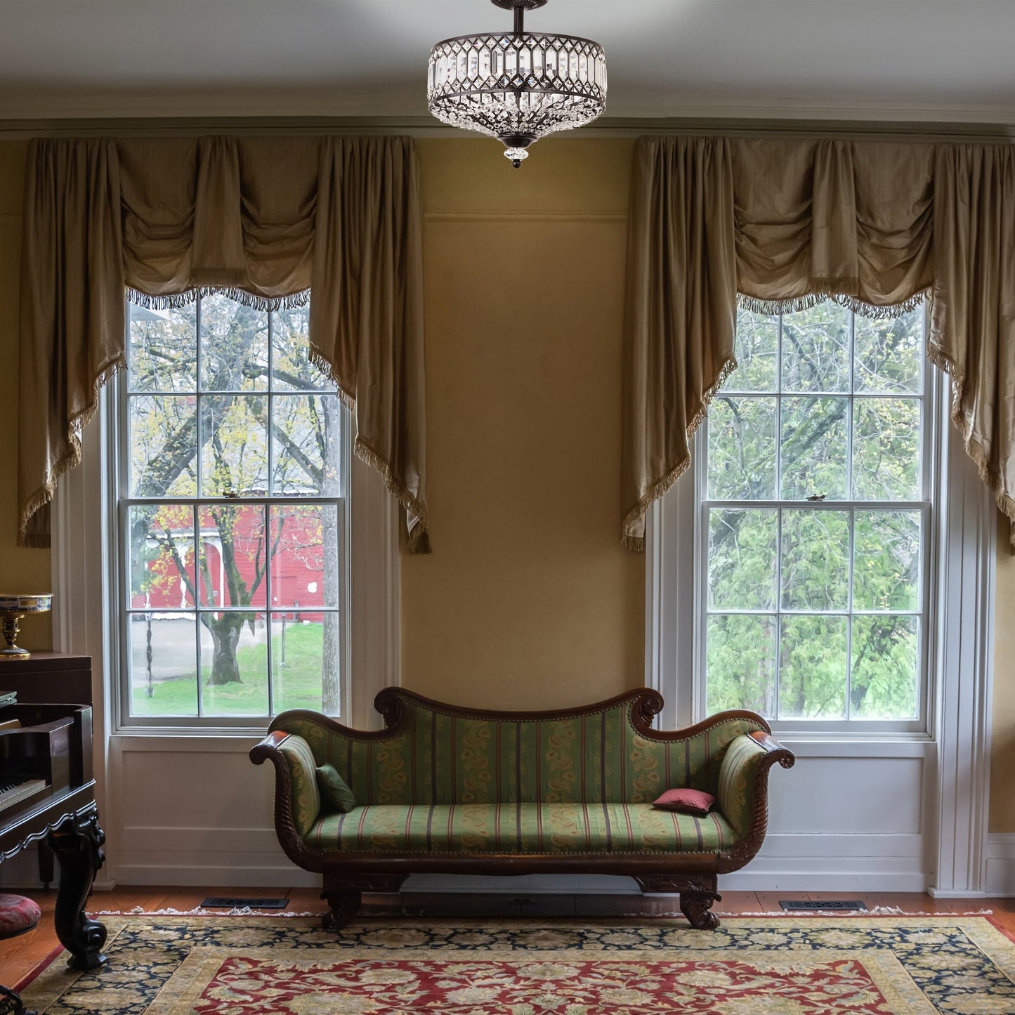 Plafonnier semi-encastré Silver Orchid Furey en verre à plusieurs niveaux bronze/or - 37,5 cm (L) x 37,5 cm (l) x 38,7 cm (H)