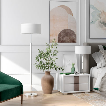 Lampadaire Simone à 2 lumières avec abat-jour en tissu