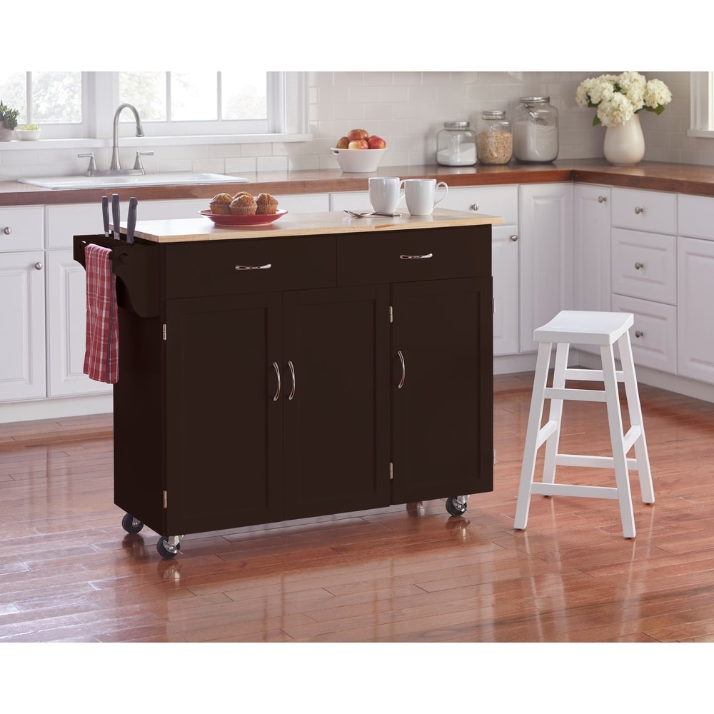 Chariot de cuisine Simple Living Addie avec plateau en bois