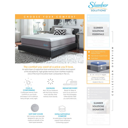 Ensemble de matelas Slumber Solutions - Choisissez votre confort - 14 pouces - Mousse à mémoire de forme et gel