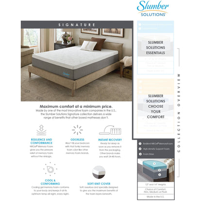 Matelas en mousse à mémoire de forme Slumber Solutions Signature 14 po NRGel