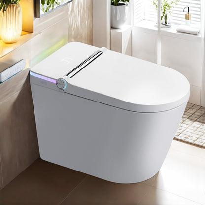 Toilettes intelligentes, WC bidet monobloc pour salles de bains, WC allongé moderne avec eau chaude, double chasse d'eau automatique, activation par capteur de pied
