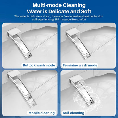 Toilettes intelligentes, WC bidet monobloc pour salles de bains, WC allongé moderne avec eau chaude, double chasse d'eau automatique, activation par capteur de pied