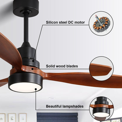 Ventilateur de plafond d'intérieur Sofucor 52 en bois avec éclairage intégré et télécommande (en option).