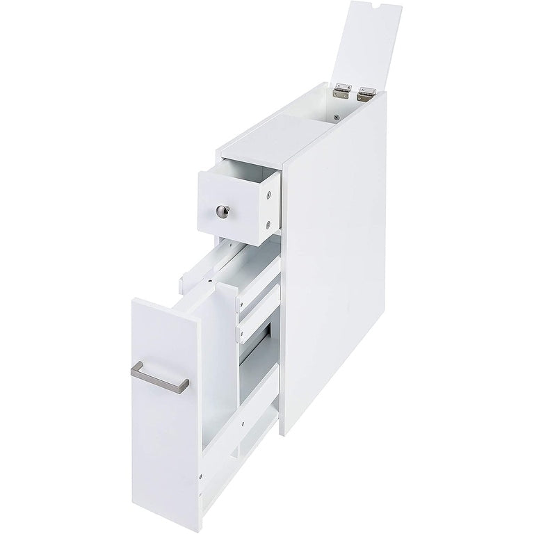 Meuble de rangement de salle de bain Spirich Home Slim, porte-papier toilette sur pied, tiroir coulissant pour meuble de salle de bain