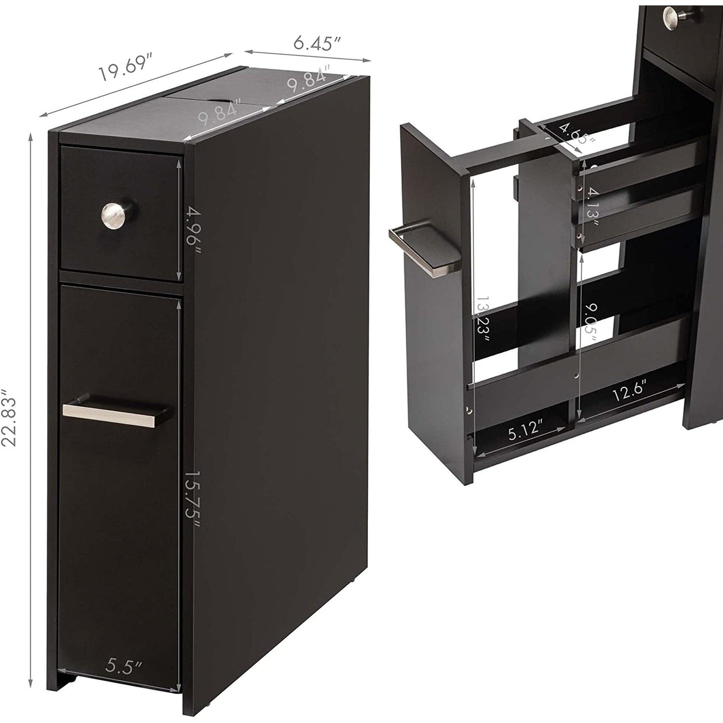 Meuble de rangement de salle de bain Spirich Home Slim, porte-papier toilette sur pied, tiroir coulissant pour meuble de salle de bain