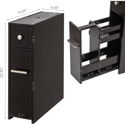 Meuble de rangement de salle de bain Spirich Home Slim, porte-papier toilette sur pied, tiroir coulissant pour meuble de salle de bain