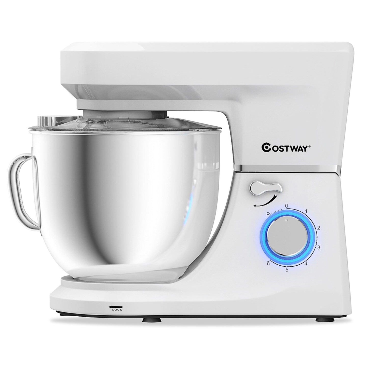 Robot pâtissier électrique 7,5 L à 6 vitesses avec tête inclinable et batteur
