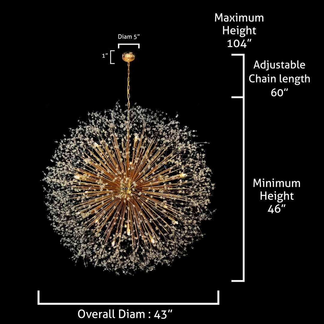 Lustre Starburst 47 de large, luminaire en cristal