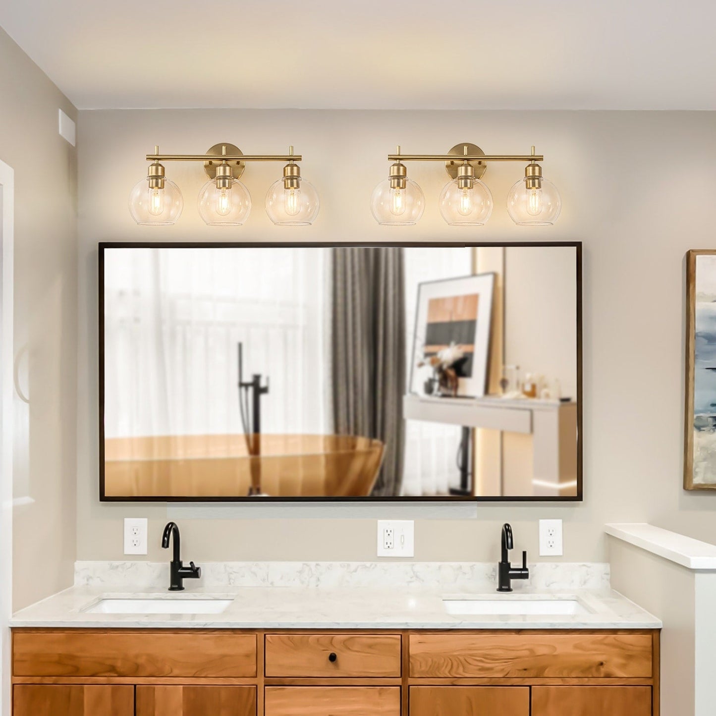 Applique murale moderne Starsky à 4 lumières avec variateur et abat-jour en verre globe