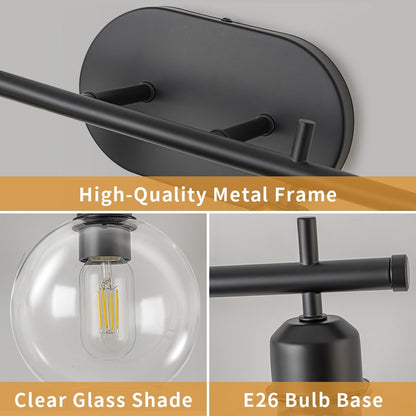 Applique murale moderne Starsky à 4 lumières avec variateur et abat-jour en verre globe