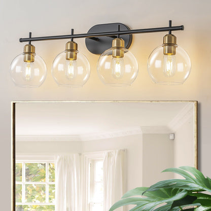 Applique murale moderne Starsky à 4 lumières avec variateur et abat-jour en verre globe