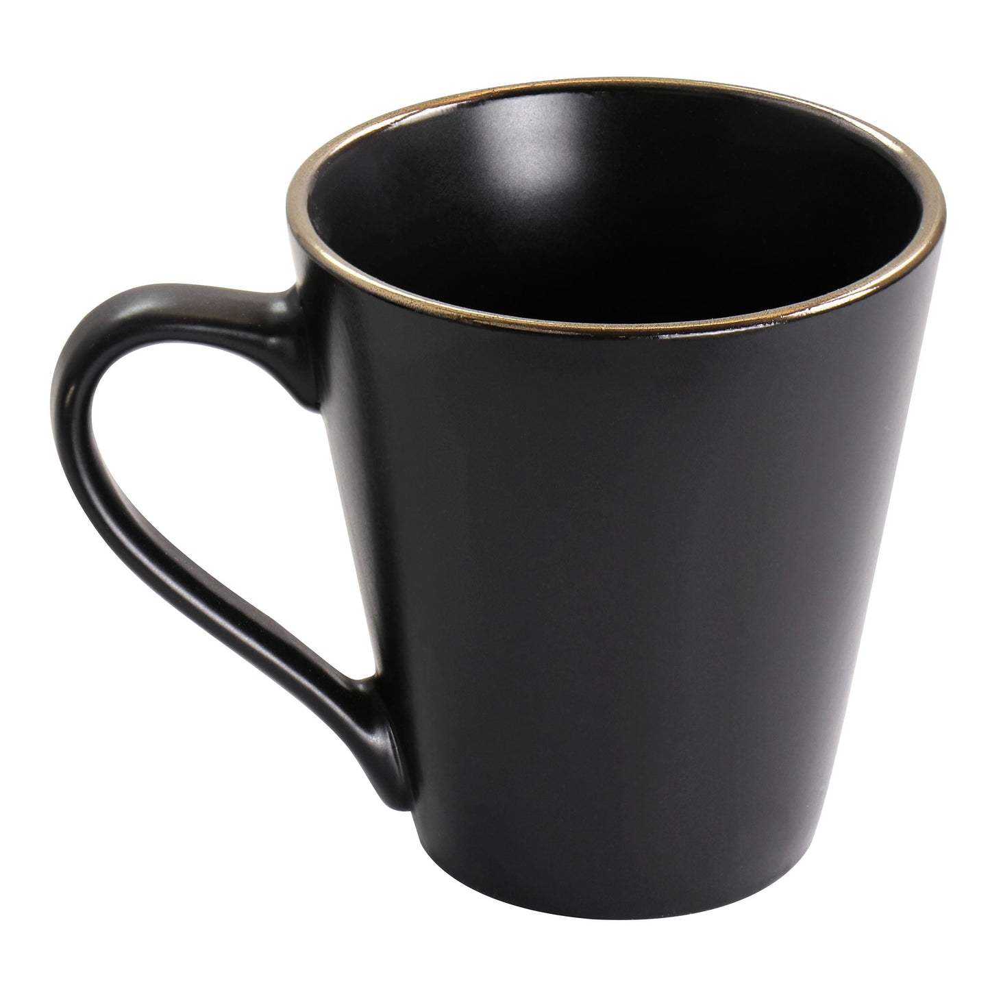 Service de table 16 pièces en grès noir à bordure dorée