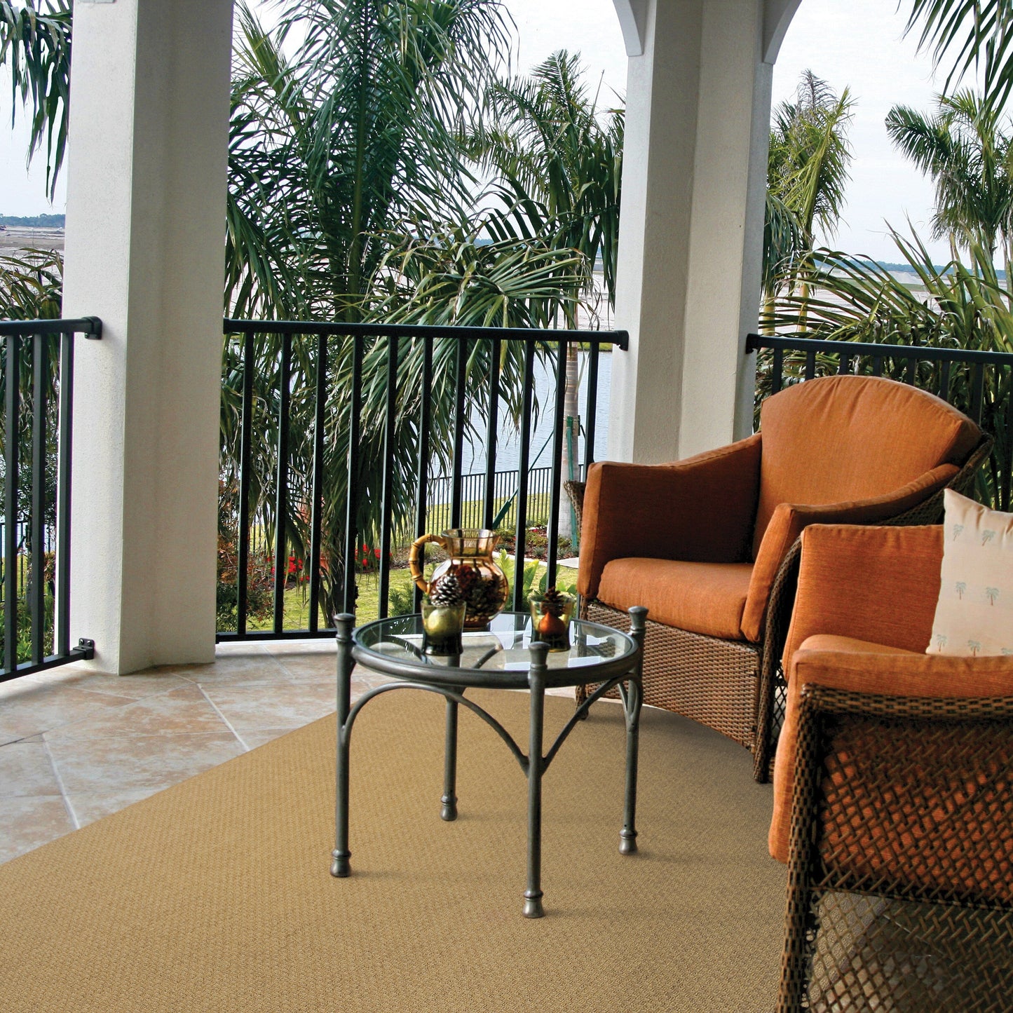 Tapis d'intérieur/extérieur Style Haven Veranda à motif panier tissé ton sur ton