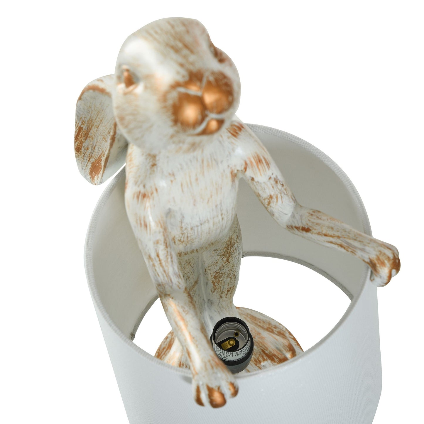 Lampe de bureau StyleCraft Malta White Washed Light Copper Rabbit