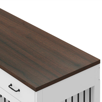 Meuble élégant en bois pour cage de transport pour chien avec rangement et 3 tiroirs