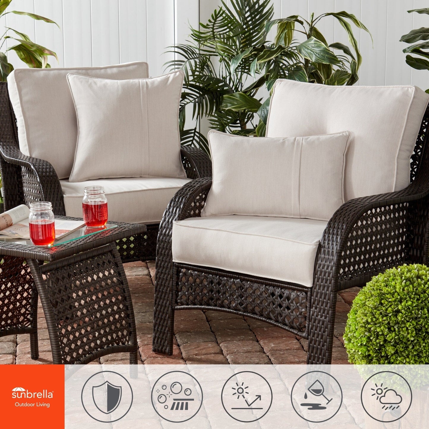 Sunbrella 2-Piece Premium Deep Seat Outdoor Cushion Set