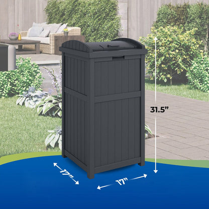 Suncast 30 Gallon Hideaway Trash Waste Bins for Outdoor, Cyberspace