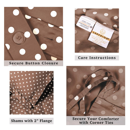 Superior Thread Count 600TC Polka Dot Cotton Blend Duvet Cover Set